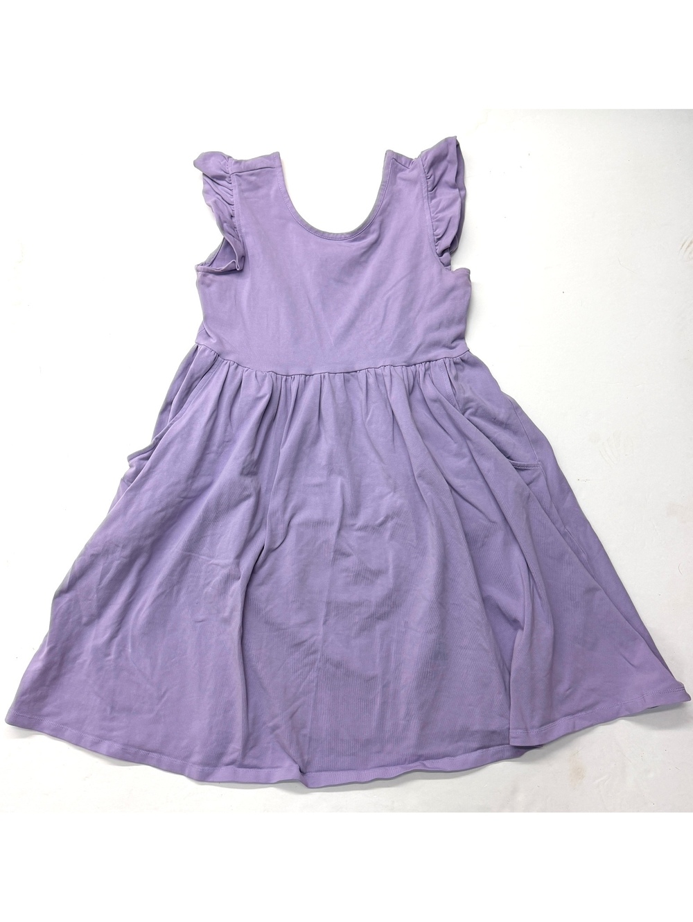 Hanna Andersson Lavender Purple Flutter Sleeve Skater Dress Girls 150 12 Years